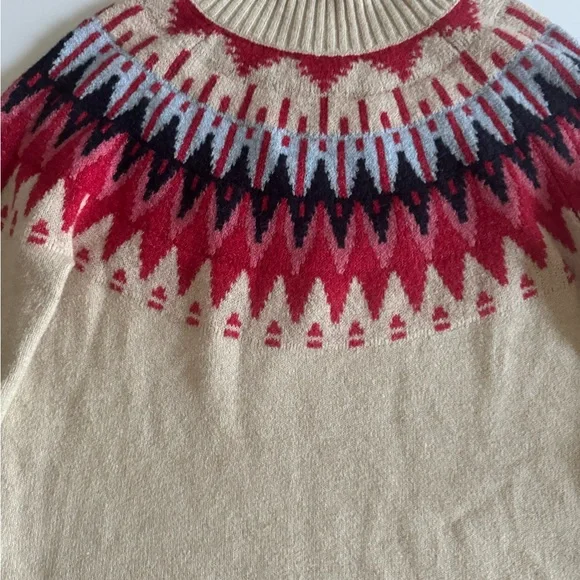 Caslon Beige Sweater with Red and Blue Pattern - Picture 3 of 8